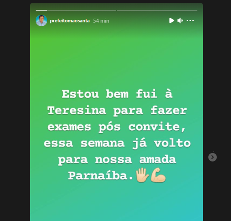 Publicação no perfil do Instagram do prefeito Mão Santa.