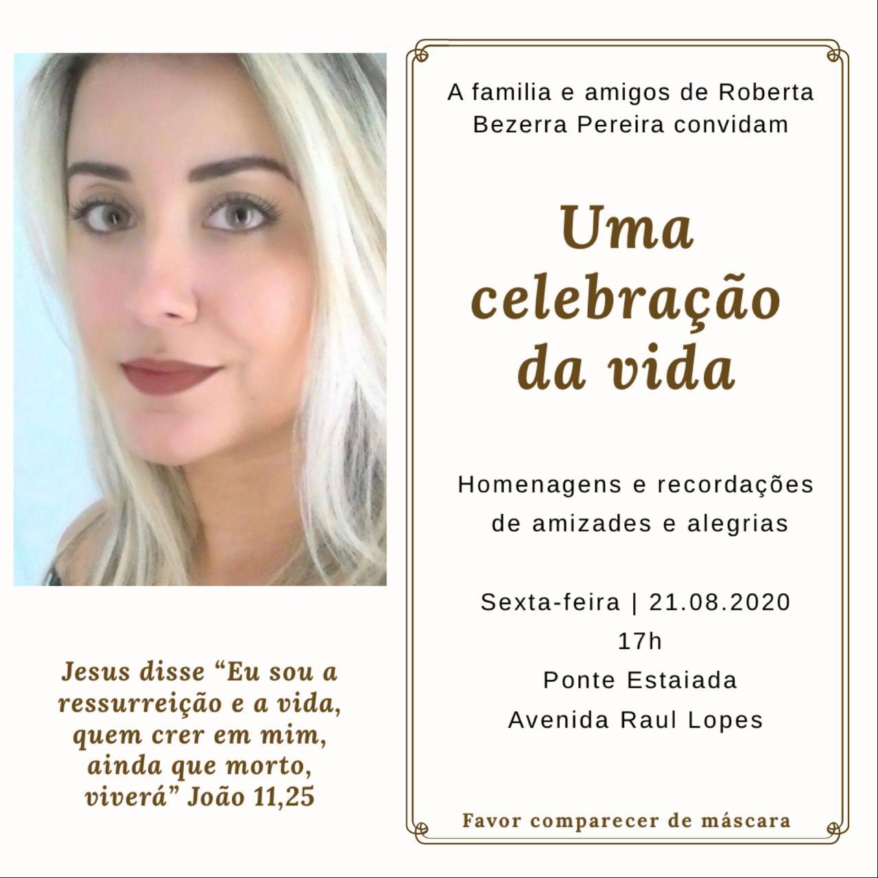 Convite homenagem à Roberta Pereira