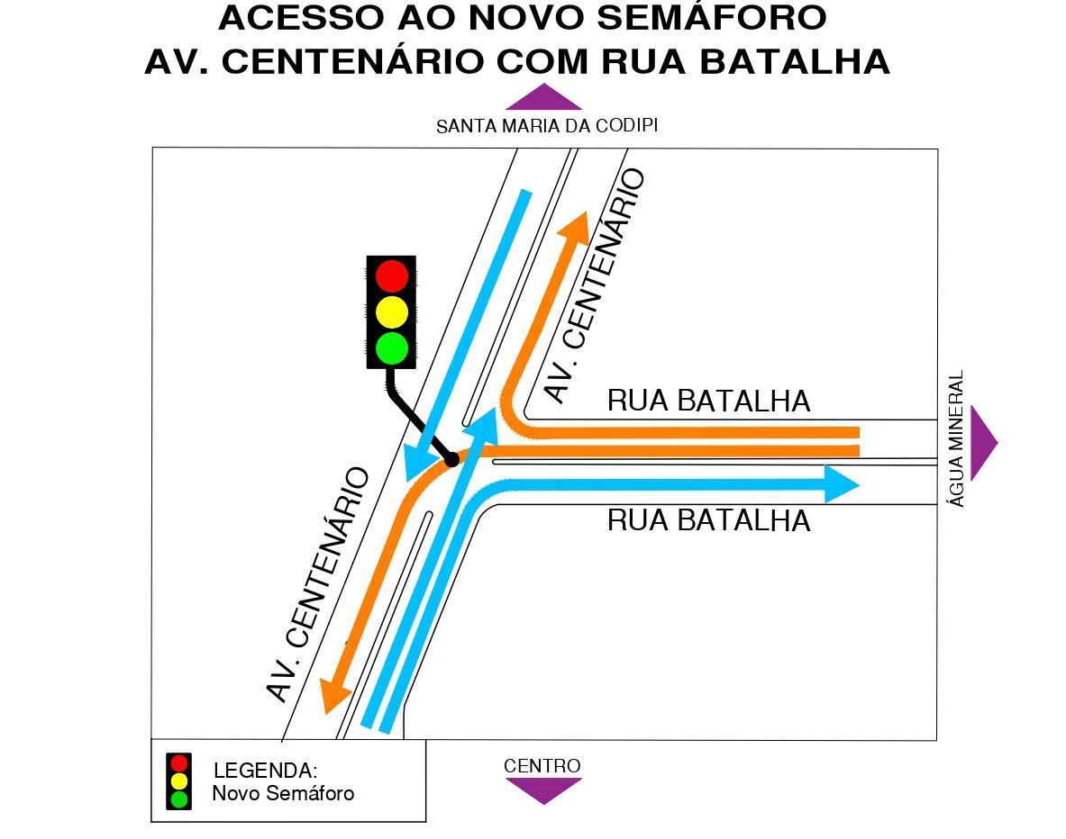 Avenida Centenário terá novo semáforo a partir deste sábado