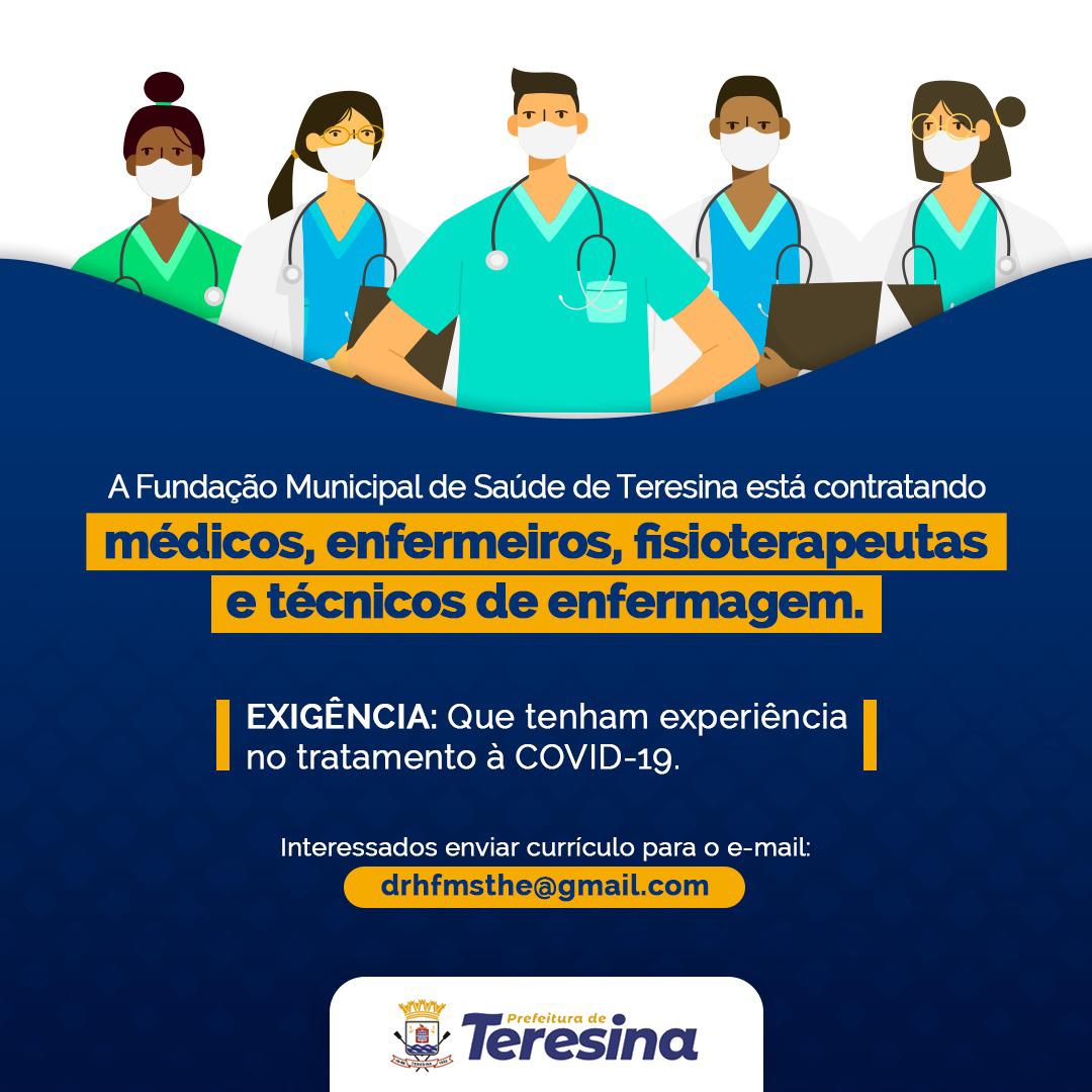 FMS anuncia contratação de profissionais da saúde em Teresina.