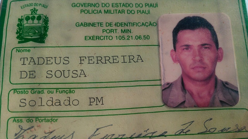 Documento do sargento do Batalhão de Polícia Rodoviária Estadual do Piauí, Tadeus.