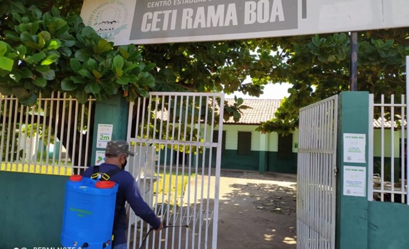 Sanitização em escolas do Piauí.