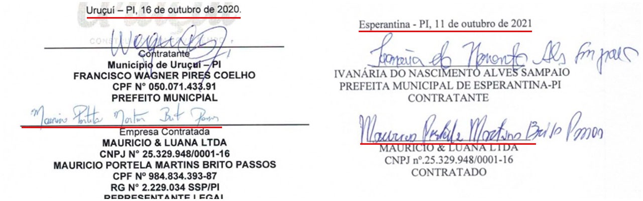 Assinaturas de contratos das prefeituras de Uruçuí e Esperantina.