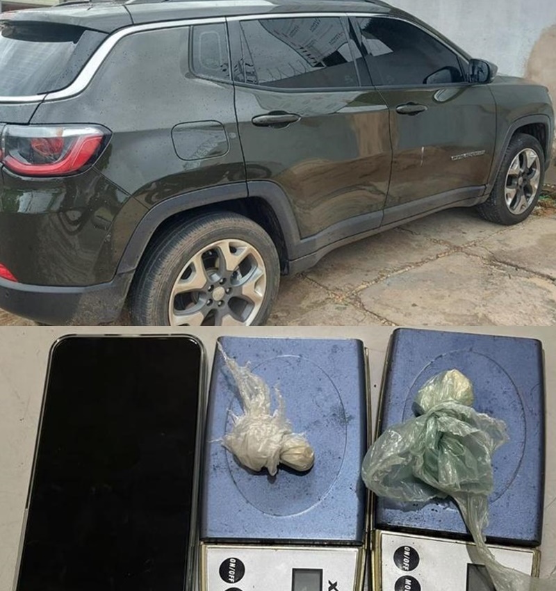 Carro roubado e material apreendido com suspeito na zona Sul de Teresina.