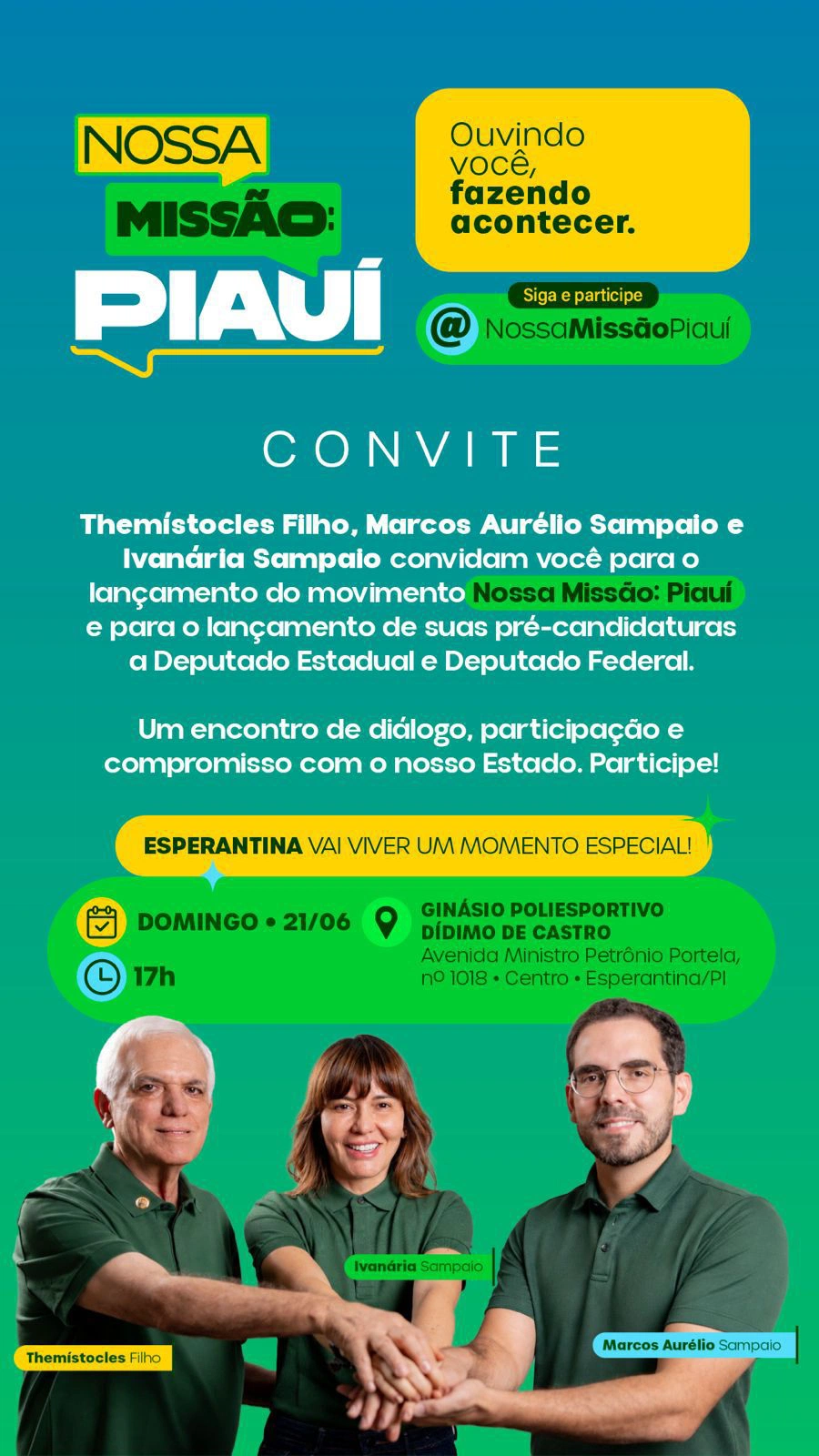 Esperantina será palco do lançamento do movimento Nossa Missão: Piauí