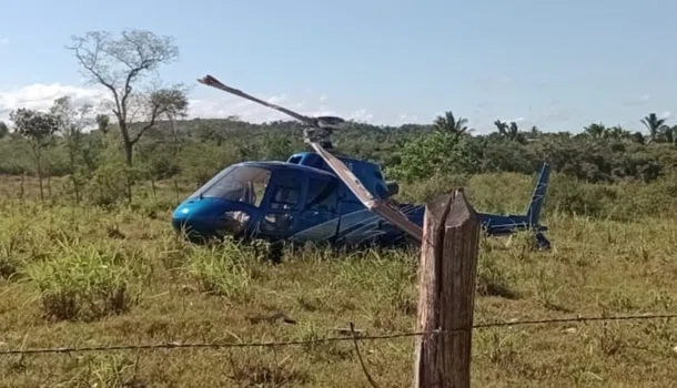 Helicóptero faz pouso forçado em quintal de casa na zona rural de José de Freitas